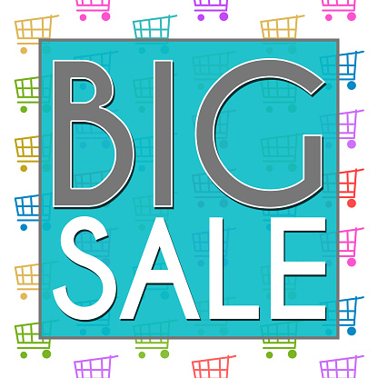 Big sale text in creative way over colorful texture.