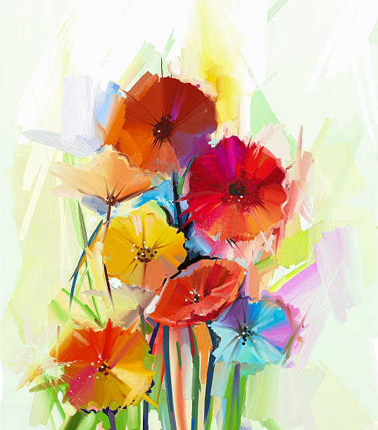 istock Still life of gerbera flower oil painting 482381848