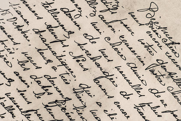 istock old letter with handwritten french text 482383449