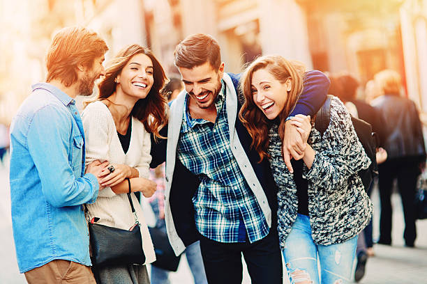 istock Happy friends in the city 482383966