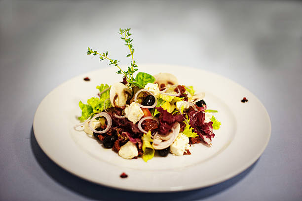 istock original salade with mushrooms isolated on white background 482384362