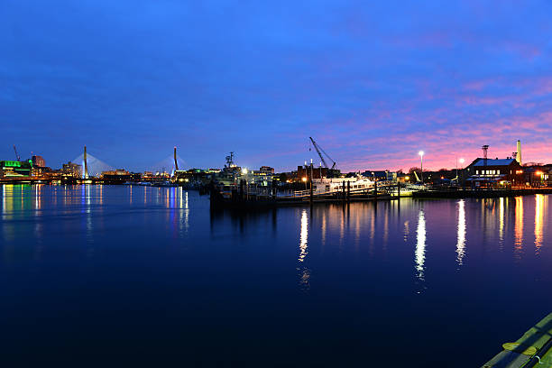 istock Boston Harbor at night, USA 482385348