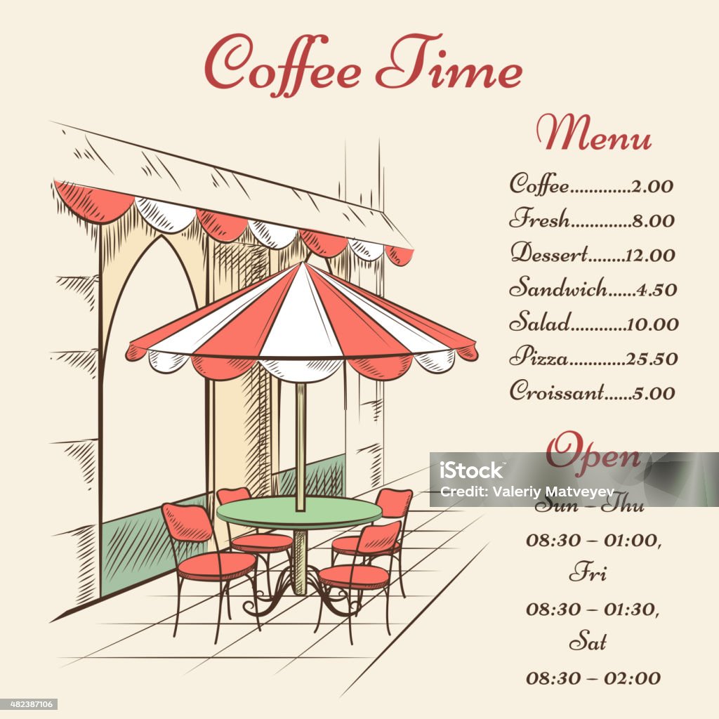 Graphics For Cafe Vector Street Cafe Poster Stock Illustration - Download Image Now ...