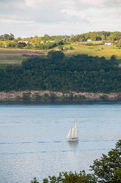 Sail boat on lake Evening on lake Seneca, New York lake seneca stock pictures, royalty-free photos & images