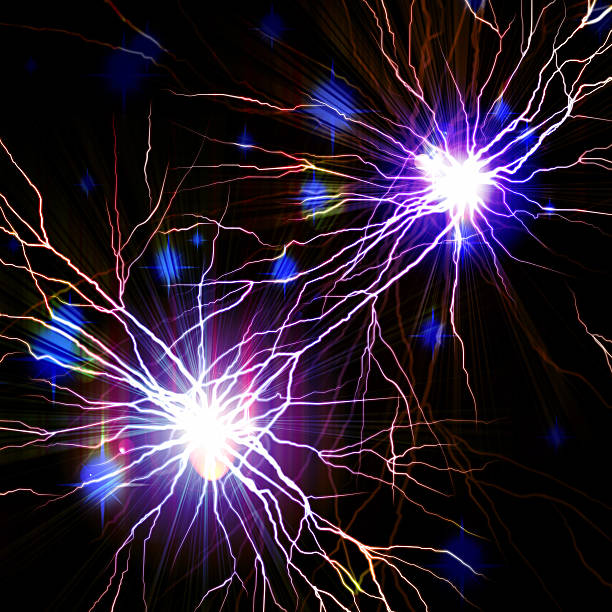 istock Electric flash of lightning on a dark 482391157