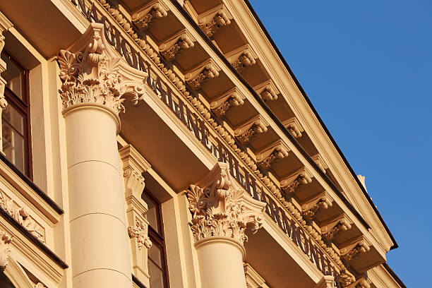 istock Fragment of neoclassic building with columns and fine capitals. 482391309
