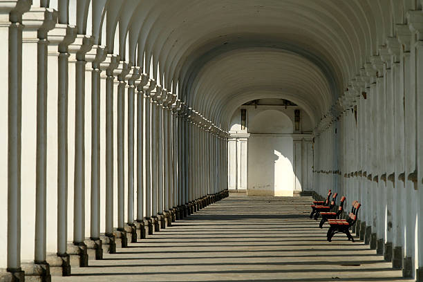 244 metres long Colonnade in renaissance style located in city Kromeriz, Czech Republic. UNESCO lists the Archbishop's Palace and gardens among the World Heritage Sites in 1997.