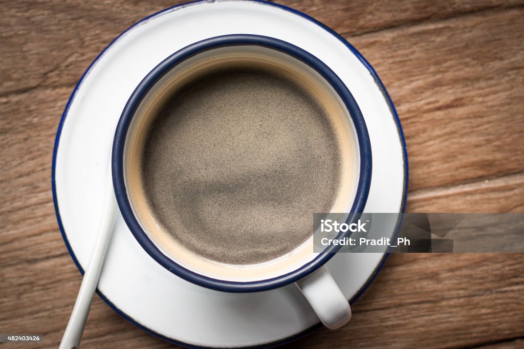 Americano coffee in local style Americano coffee in zinc cup with local style 2015 Stock Photo