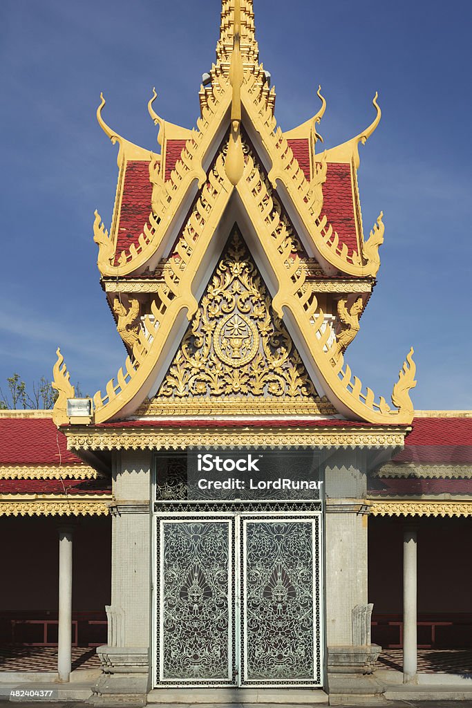 Asian architecture Entrance to a temple building in Phnom Penh, Cambodia. Architecture Stock Photo