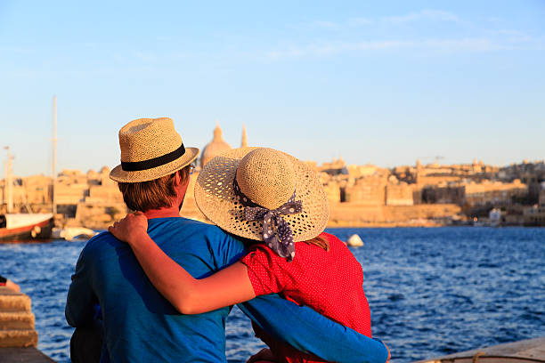 happy couple on summer vacation Malta