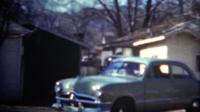 (8mm Film) 1949 Shoebox Ford Car Baby Blue