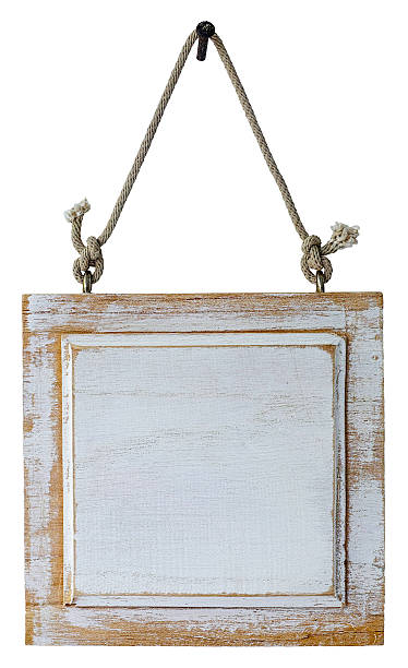 istock Square wood sign board hanging from old rope 482413702