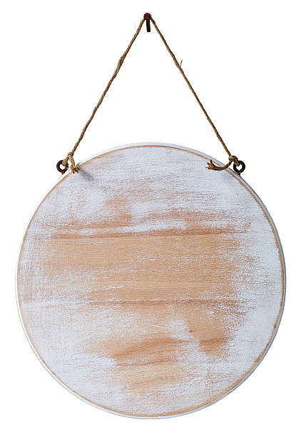 istock Round wood sign board hanging from old rope 482413704