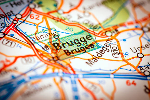 istock Bruges City on a Road Map 482421130