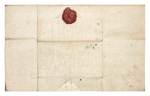 istock Antique paper sheet with red wax seal. Grunge texture 482423282