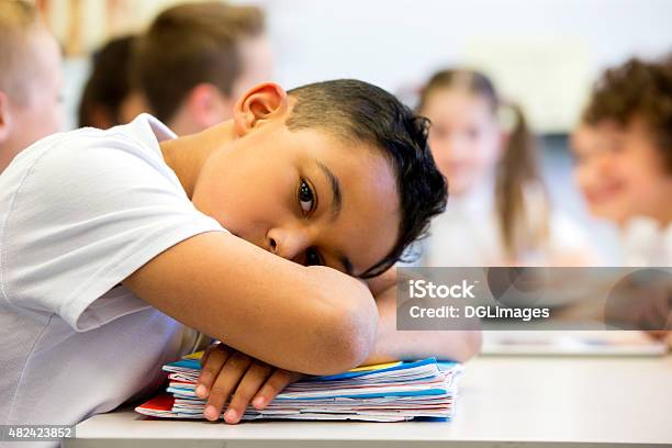 Sruggling At School Stock Photo - Download Image Now - Child, Sadness, Student
