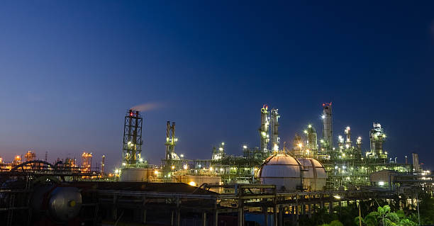 istock Petrochemical plant at night light 482425426