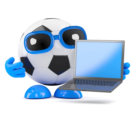 3d render of a football with a laptop