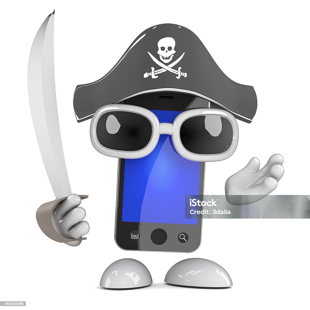 3 d Smartphone Pirat - Zbiór zdjęć royalty-free (Aplikacja mobilna)