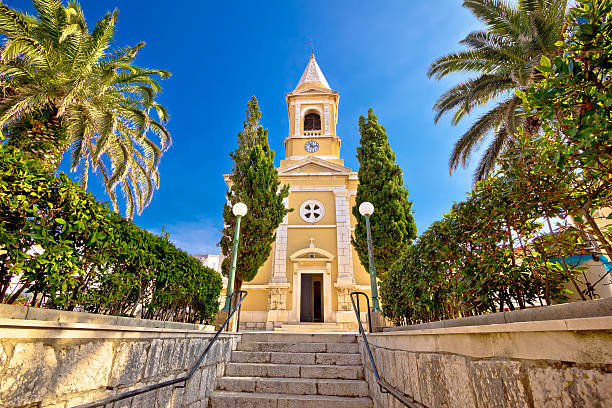 istock Novalja on Pag island church view 482427778