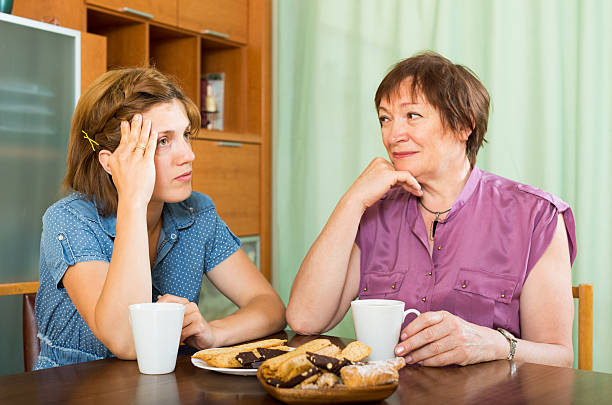 istock Woman pensioner having conversation with her daughter 482429320