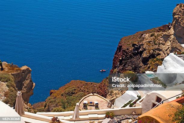 Architecture On Santorini Island Greece Stock Photo - Download Image Now - 2015, Aegean Sea, Alley