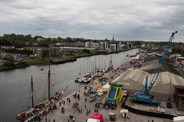 Tall Ships on the quays at Drogheda stock photo