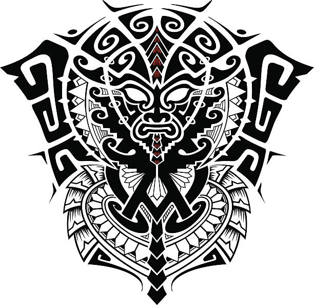 tribal gott maske - samoa stock-grafiken, -clipart, -cartoons und -symbole