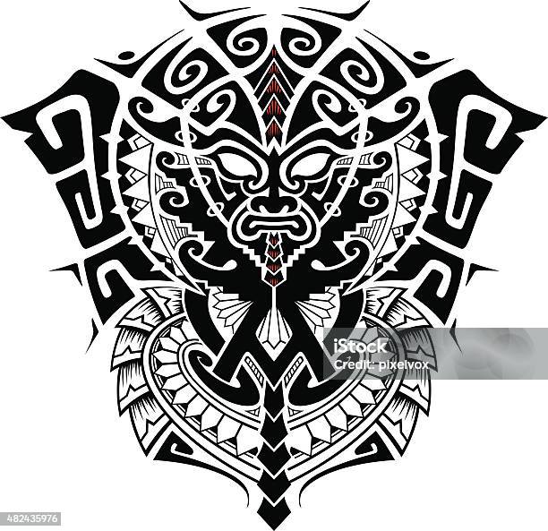 Tribal God Mask Stock Illustration - Download Image Now - Pattern, Samoa, Indigenous Culture