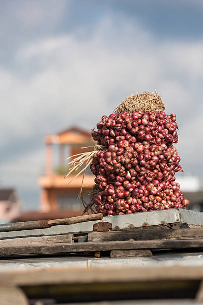 Red onions at the Floating Market in Can Tho, Vietnam