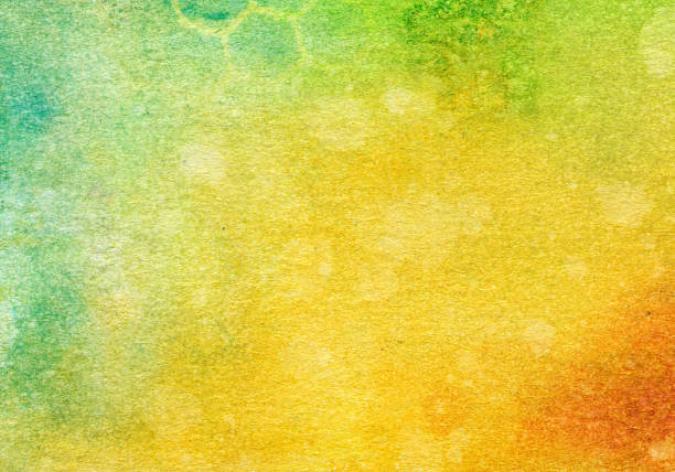istock Green yellow orange hand painted background 482440670