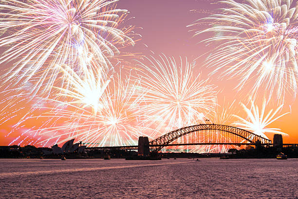 istock Fireworks behind Sydney Harbour Bridge at dusk 482442655