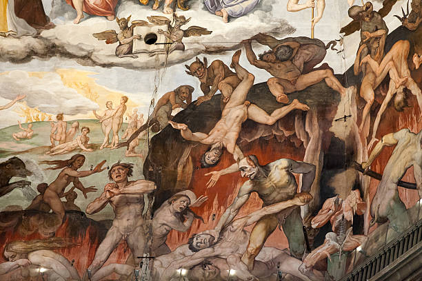 Florence - Duomo Florence - Duomo .The Last Judgement. Inside the cupola hell stock pictures, royalty-free photos & images