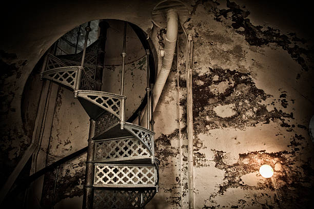 Spooky Interior of old Lighthouse. Bornholm.