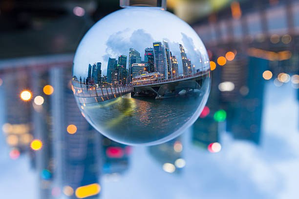 istock Crystal Ball with Reflection of Singapore CBD Skyline 482445232