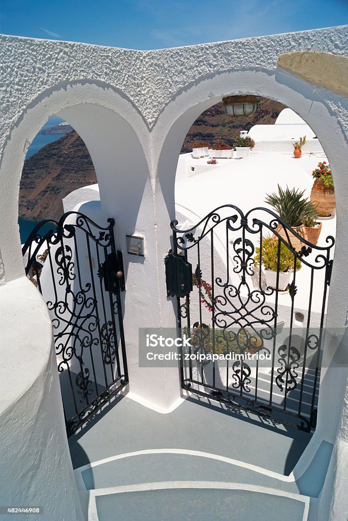 Traditional greek door on Santorini island, Greece 2015 Stock Photo