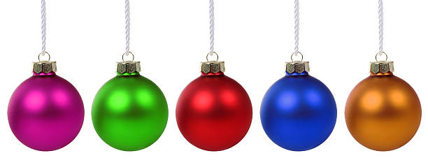 istock Colorful Christmas balls in a row isolated 482447004
