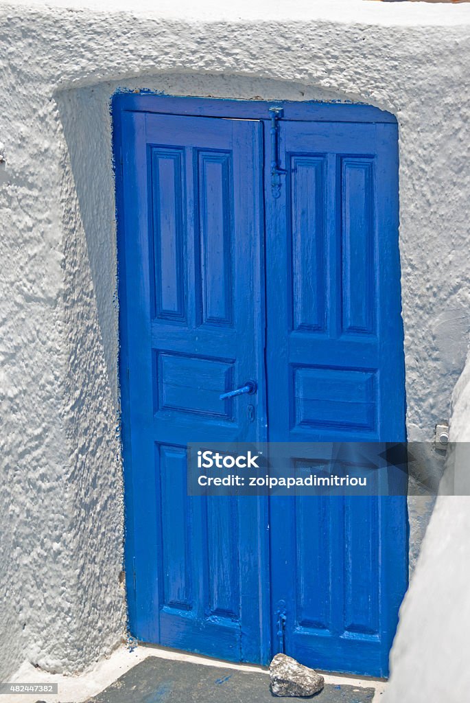 Traditional greek door on Santorini island, Greece 2015 Stock Photo