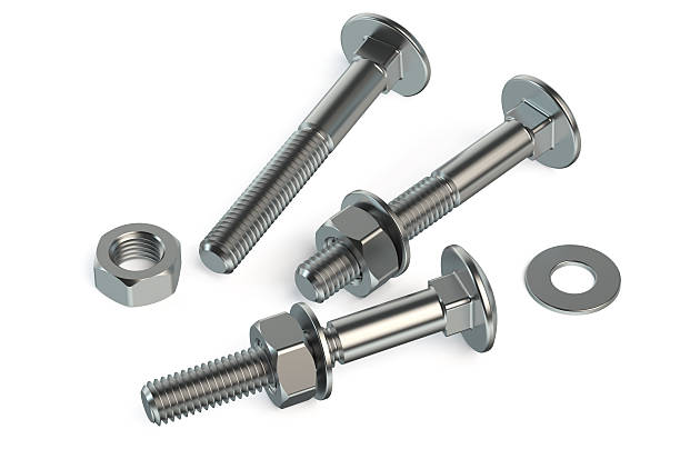 attuazione in primo piano - bolt nut washer threaded foto e immagini stock