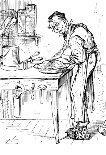 Creating An Iron Clad Pie Stok Vektör Sanatı & 19. yüzyıl tarzı‘nin ...