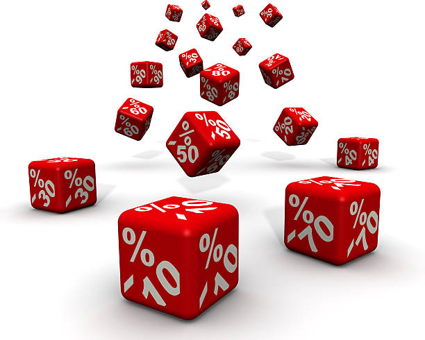istock Red sale cubes with percent discount sign 482451604