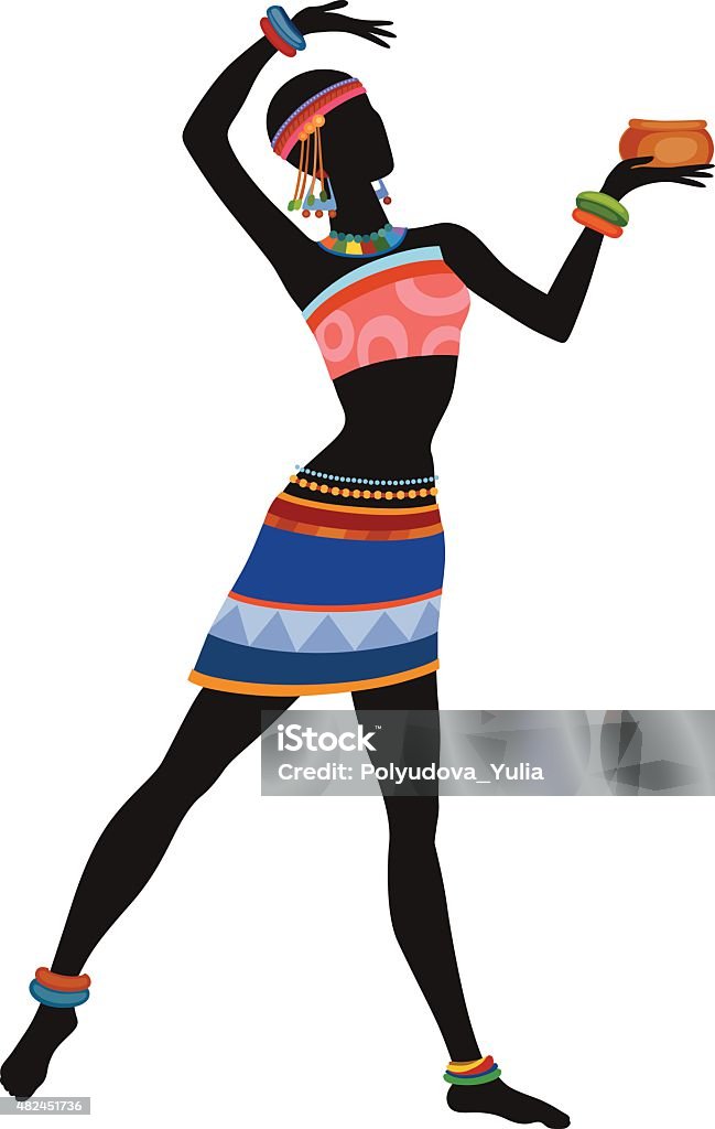 Ethnic dance african woman African woman dancing ritual dance in the bright national costume 2015 stock vector