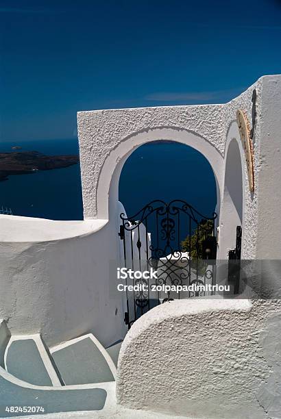 Architecture On Santorini Island Greece Stock Photo - Download Image Now - 2015, Aegean Sea, Alley