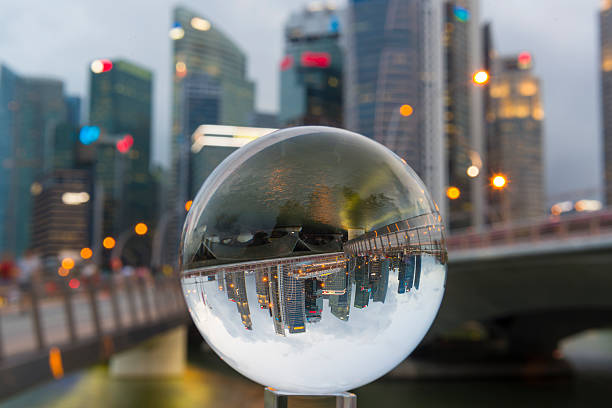 istock Crystal Ball with Reflection of Singapore CBD Skyline 482453600