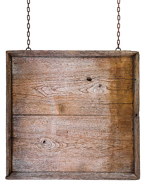 istock Vintage wooden board background hanging from chains. 482453620