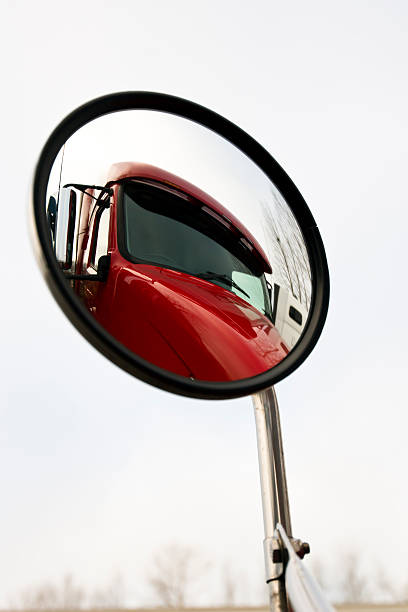 istock Red truck in mirror 482454663