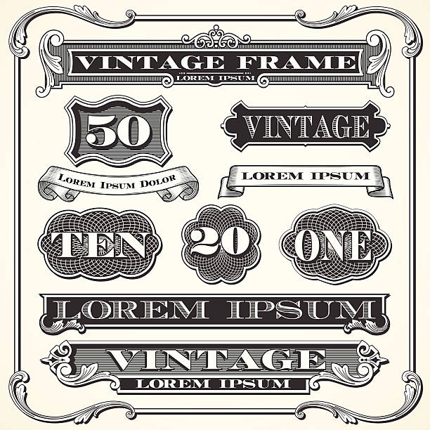 vintage etykiety, ramki i ozdoby - frame stock illustrations