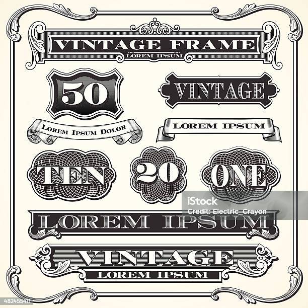 Vintage Labels Frames And Ornaments Stock Illustration - Download Image Now - Frame - Border, Picture Frame, Retro Style
