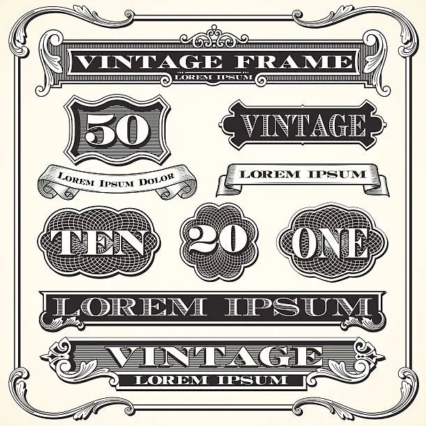 Vector illustration of Vintage Labels, Frames and Ornaments
