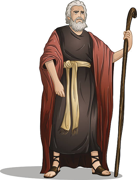 Moses From Bible For Passover Vector illustration of Moses standing for Passover. yellow belt stock illustrations